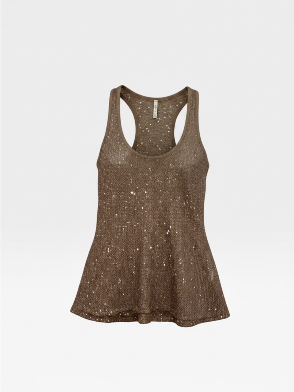 Willow & Clay Sequin Racerback Knit Tank Top- Taupe- Size Medium EPOC
